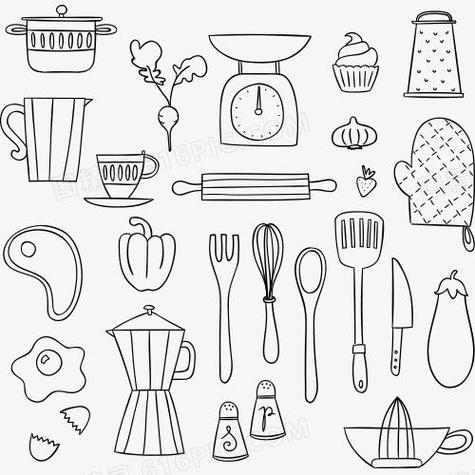 厨房用具烹饪美食图片_厨房用具大全图片简笔画